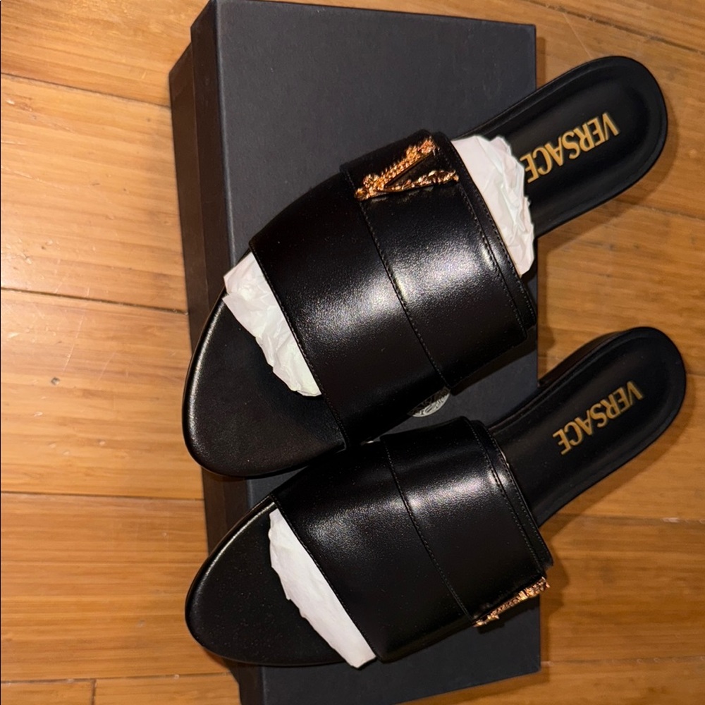Versace Black and Gold Women's Sandals